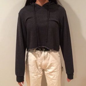 Grey Cropped  Brandy Melville Hoodie